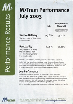 M>Tram performance for July 2003