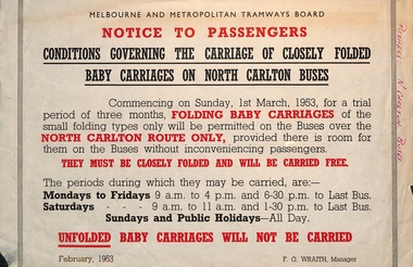 "Baby carriages on North Carlton buses"