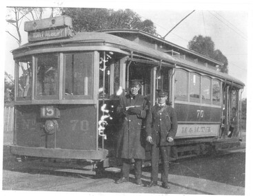 Tram 70 and crew at Kew Depot