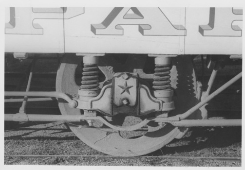 Metal sprung axle box on cable car trailer