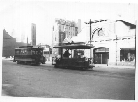 Shunting cable trams at Bourke St terminus