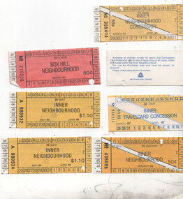 Ephemera - Set of 7 The Met neighbourhood or travelcard tickets, The Met, 1980s