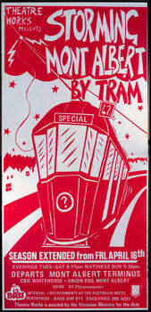 "Storming Mont Albert by Tram" - red