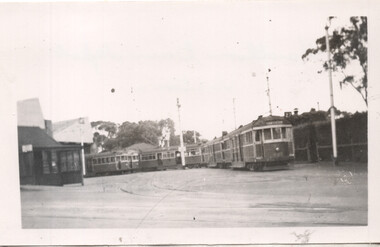 Hawthorn Tram Depot parked trams