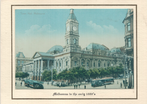 Greetings card - Melbourne Town Hall cable trams