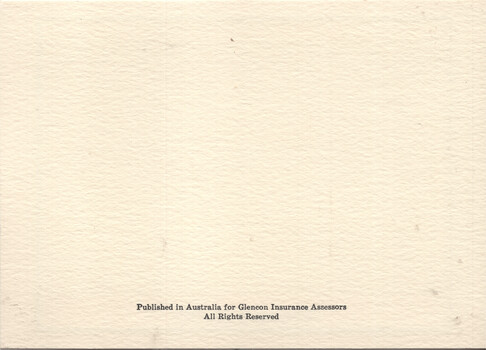 Greetings card - Melbourne Town Hall cable trams - rear of card