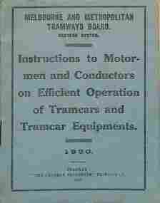 "Instructions to Motormen and Conducotrs of Efficient Operation of Tramcars and Tramcar Equipments" - cover