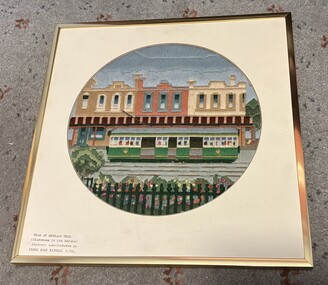 Textile - Framed Tapestry, Irene Cook, "Tram at Emerald Hill", 12/1990