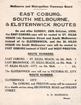 "East Coburg South Melbourne & Elsternwick Routes"