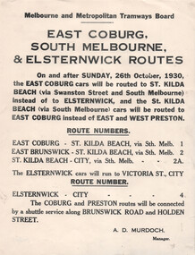 "East Coburg South Melbourne & Elsternwick Routes"