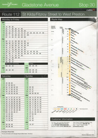 Route 112 Gladstone Ave timetable