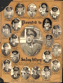"Presented to Senior Inspector S Oprey"