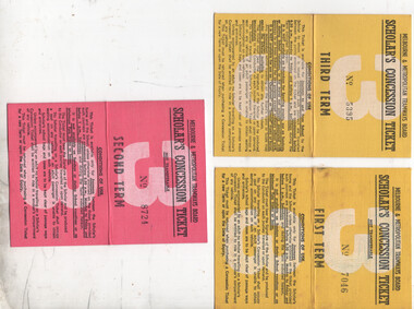 Set of three Scholar's Concession Tickets