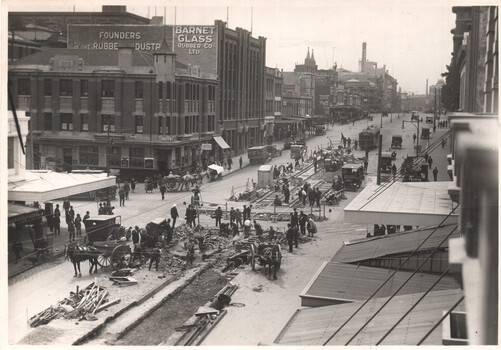 Cable tram conversion - Swanston St at Lonsdale St.