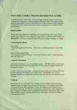"Day one Yarra Trams reference guide" - page 1