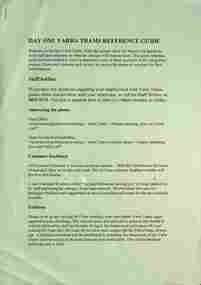 "Day one Yarra Trams reference guide" - page 1