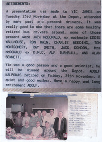 Retirement of Vic James Doncaster Bus Depot