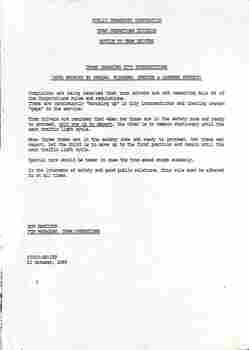 Notice - "Trams crossing City Intersections"