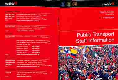 "Information for public transport staff - 2004 Formula 1 Australian Grand Prix"