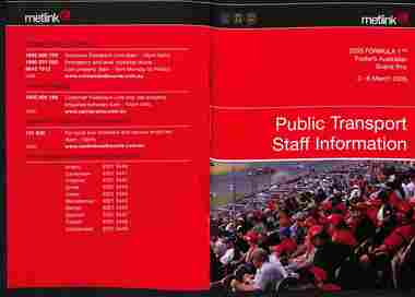 "Information for public transport staff - 2005 Formula 1 Australian Grand Prix"
