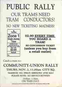 "Public rally - our trams need tram conductors!"
