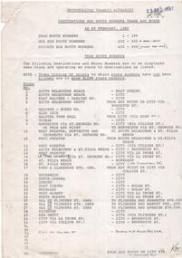 "Destinations and route numbers trams and buses" - page 1