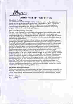 "Notice to all M>Tram Drivers"