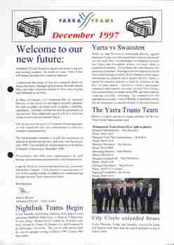 Yarra Trams newsletter - Dec. 1997 - issue 1