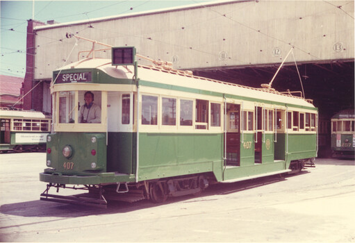 W2 class tram 407 at Malvern depot