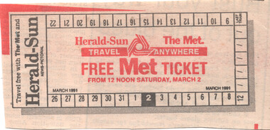 Free Herald Sun Met Ticket - newspaper cutting
