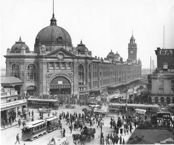 Swanston Street and Flinders Street c1926