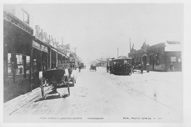 Cable tram outside Northcote car house and engine house