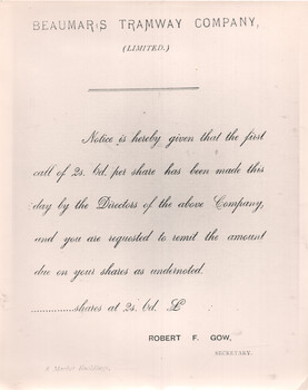 Beumaris Tramway Co - letters