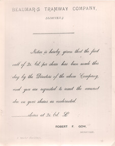 Beumaris Tramway Co - letters