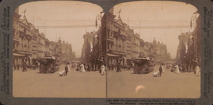 Stereo pair - Collins St at Swanston St.