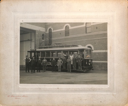 PMTT Tram No 3 and workshop staff