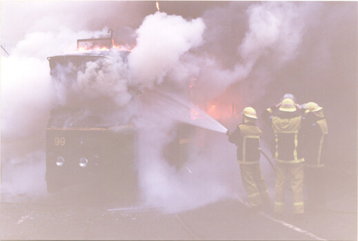 Z1 99 on fire at Preston Workshops - 2
