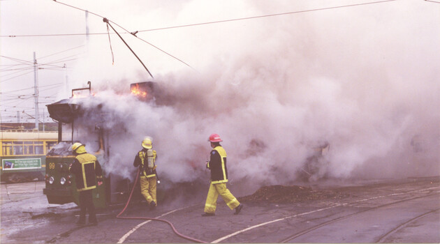 Z1 99 on fire at Preston Workshops - 4