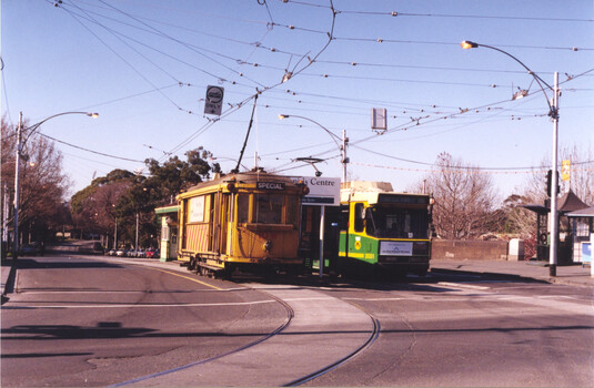 Trams 10W and B2 2031 at Batman Ave.