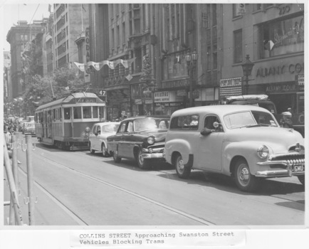 Traffic congestion delays trams in Collins Street