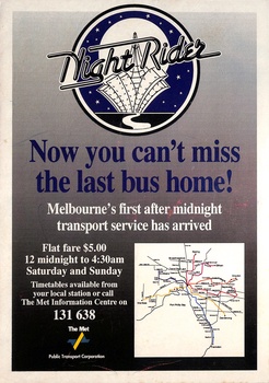"Night Rider - Now you can't miss the last bus home"