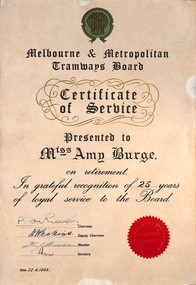 Certificate of Service - Miss Amy Burge