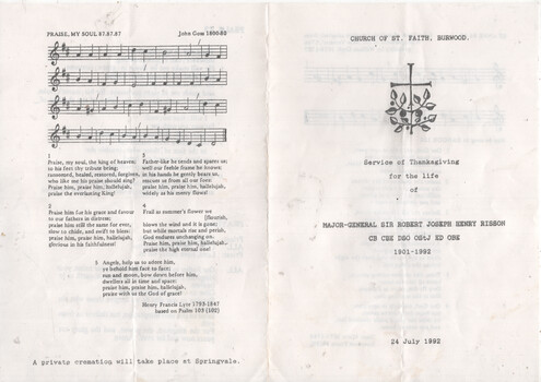 "Service for Sir Robert Risson"
