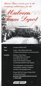Invitation to "Malvern Tram Depot" centenary