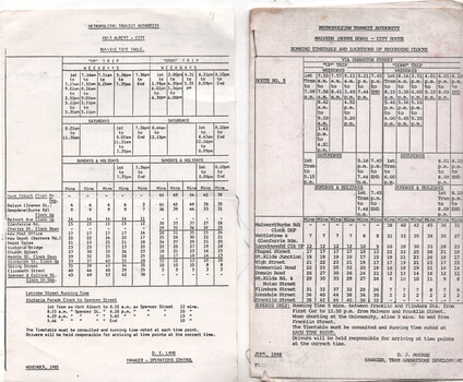 MTA - Running Time Table - 1