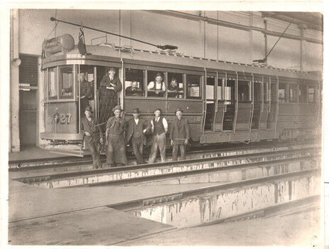 HTT tram 27 and workshop staff