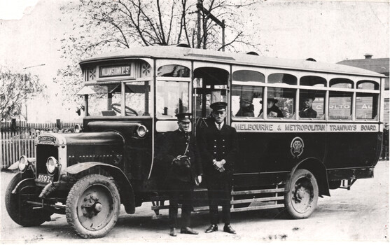 MMTB Thornycroft Williamstown bus with crew