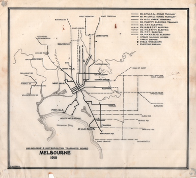 Map of Melbournes Tramways 1919