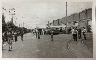 W2.219 and PCC.1041, Preston Workshops, TMSV Melbourne Tram Tour, 23/12/1973 (Proper Scan TBD)
