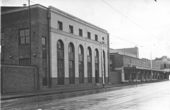 Street view of Traffic Office and shops at new Brunswick Depot